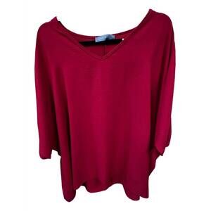 NEW PIXI + IVY women's v neck tunic top in red